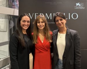 Maura Delpero nel centro della foto a sx Sara Cosimini e a dx Lara De Lena il giorno dell'intervista al Cinema Studio Rialto di Bologna. Foto: Cordeddu Massimiliano